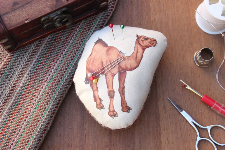 Dromedary Camel Welsh Tweed Magnetic Pin Cushion - Animal Plush Needle Minder 