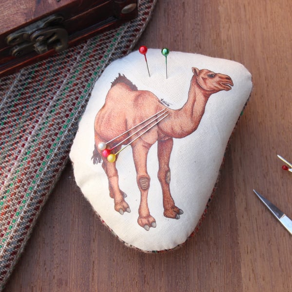 Dromedary Camel Welsh Tweed Magnetic Pin Cushion - Animal Plush Needle Minder 