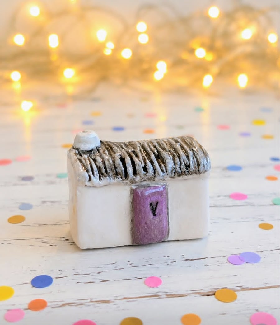 Hand-Painted Clay Miniature House, Small Housewarming Gift - Boxed Gift