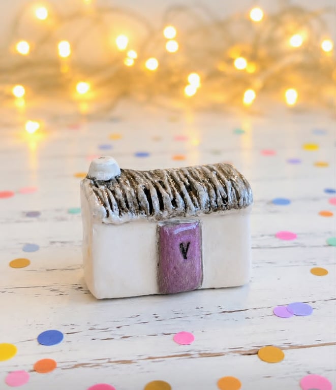 Hand-Painted Clay Miniature House, Small Housewarming Gift - Boxed Gift
