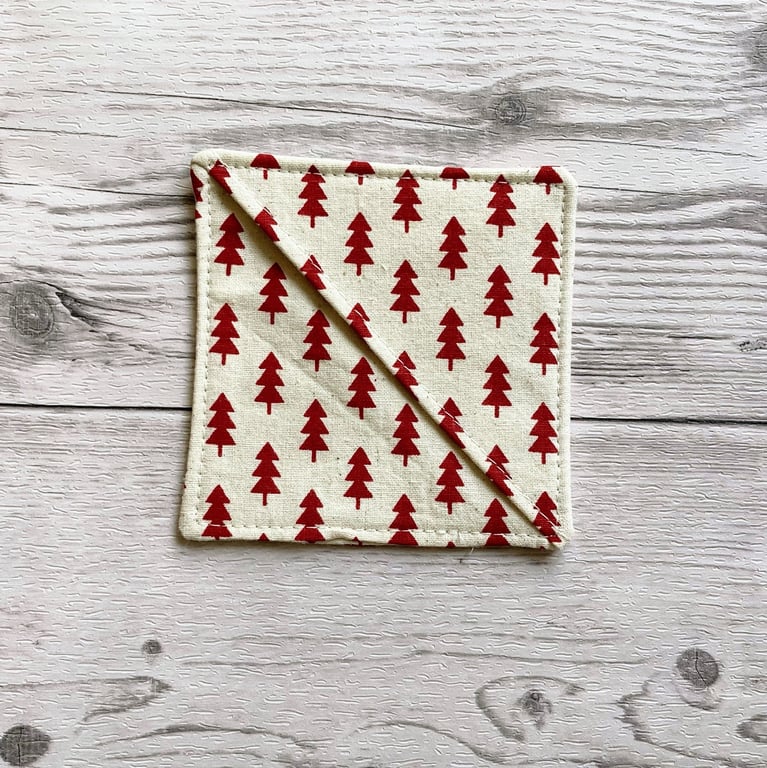 Christmas trees cotton fabric corner bookmark. Book lovers gift. 
