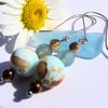 SALE Turquoise earrings glass agate semi precious gemstone