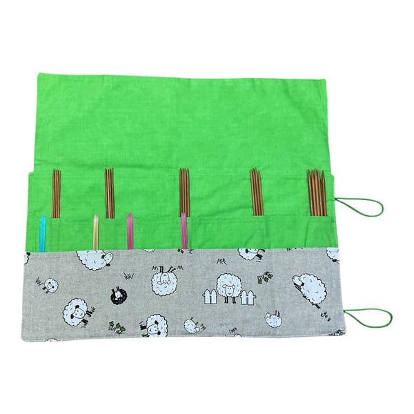 Double pointed case in  sheep canvas, DPN Case, knitting needle case, 
