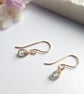 AQUAMARINE Dainty Wire Wrapped Earrings Sterling Silver March Birthstone - Image 7