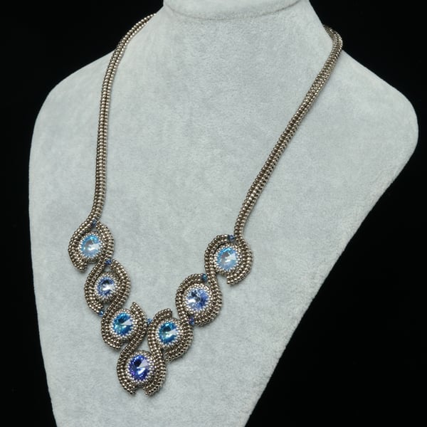 Blue and Silver Waterfall Necklace