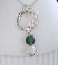 Green moss agate silver leaf necklace, recycled sterling silver pendant necklace - Image 7