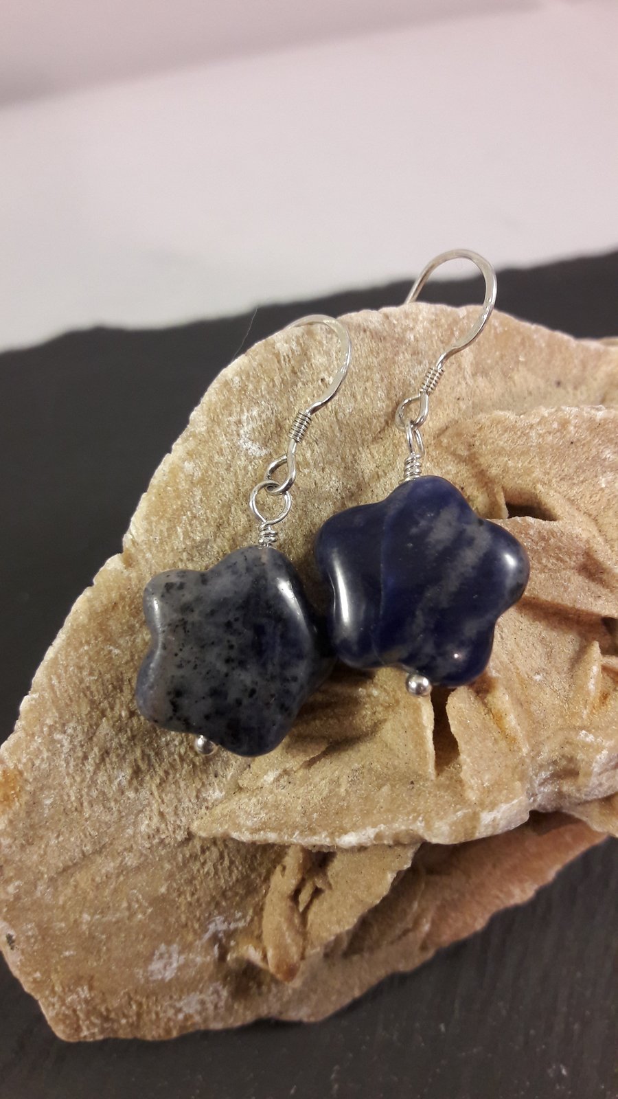 Sodalite Star and Sterling Silver Earrings