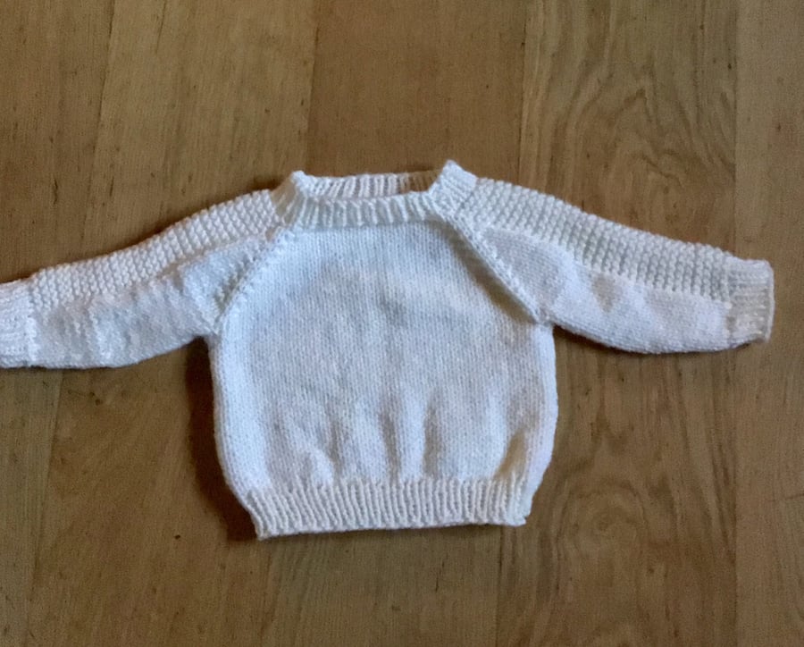 Cream Hand Knit Acrylic Sweater  size 6-12 months