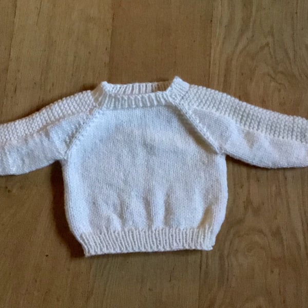 Cream Hand Knit Acrylic Sweater  size 6-12 months