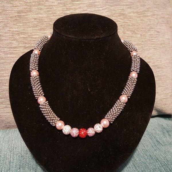 Pearl & Snowflake Shamballa Necklace