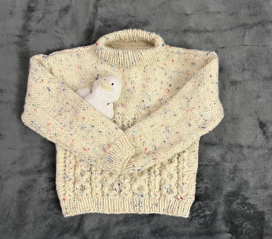 Hand Knitted Neutral Gender Childs Jumper To Fit age 2 - 3 years