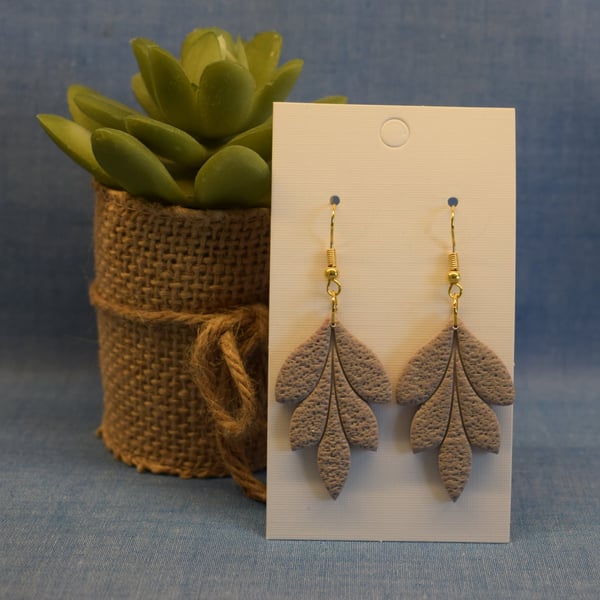 Textured Leaf Dangle Earrings