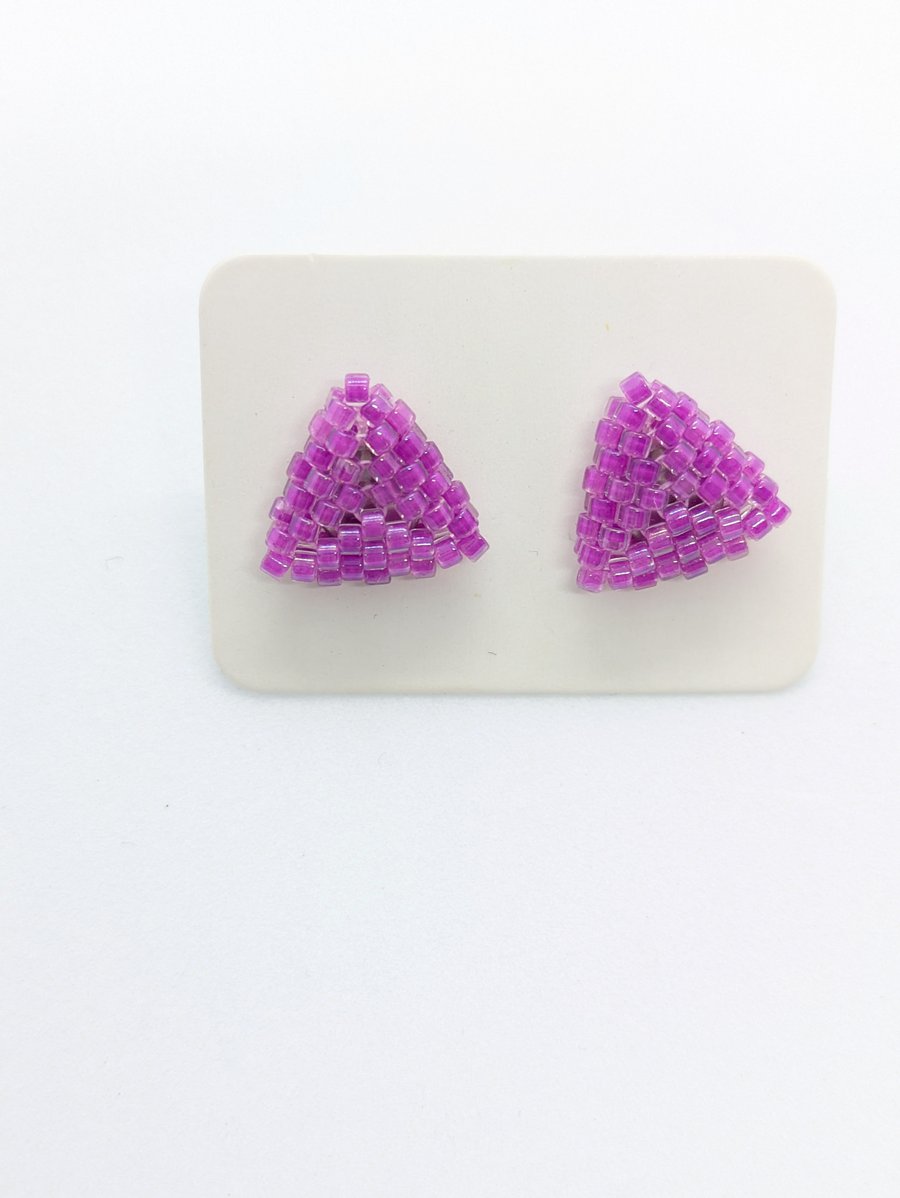 Triangle Stud Earrings - Purple