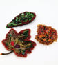 Leaf Brooch Beaded Embroidered Handmade Autumn Pin Statement Jewellery - Image 3