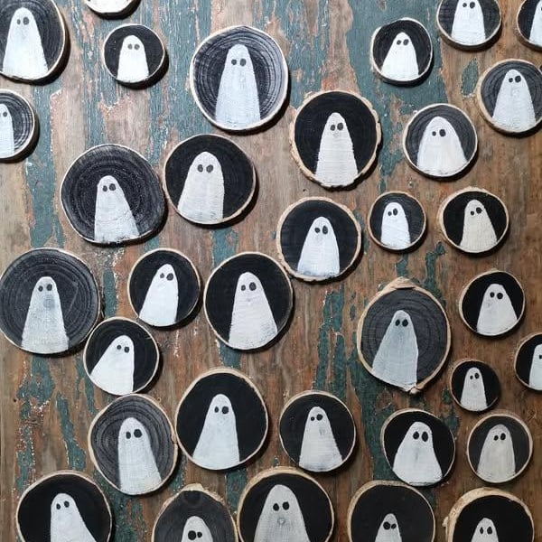 3 Lucky ghost tokens, ghosts, painted ghosts, pocket ghost, pet ghost