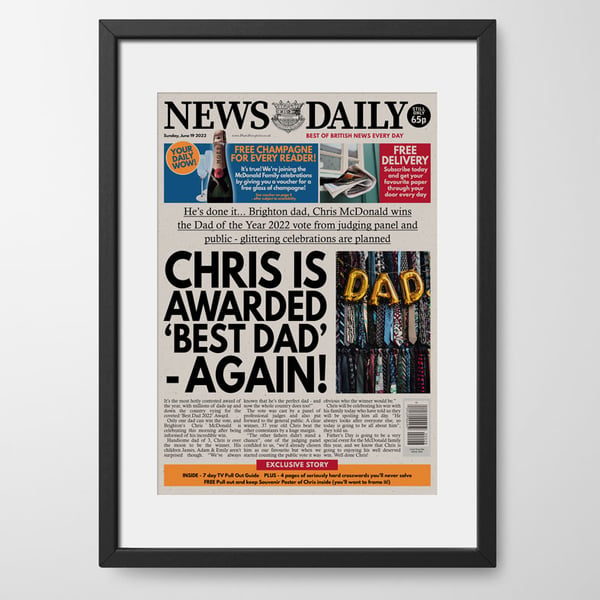 Personalised Father's Day Newspaper Gift