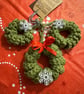 Set of Three Green Crochet Mini Christmas Wreaths 