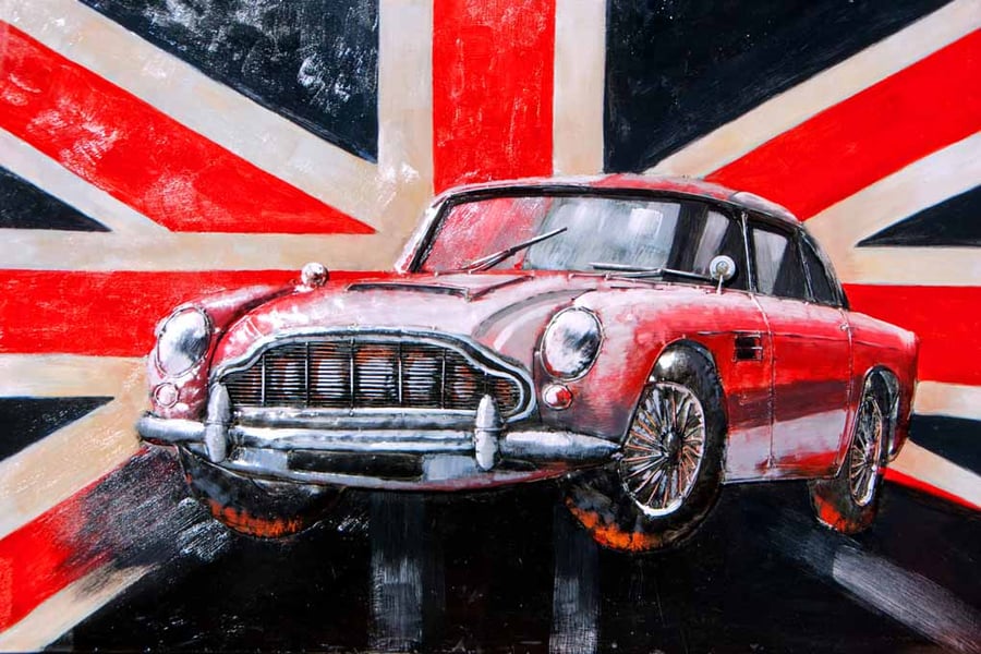 Aston Martin DB5 Sports Car Union Jack Photograph Print