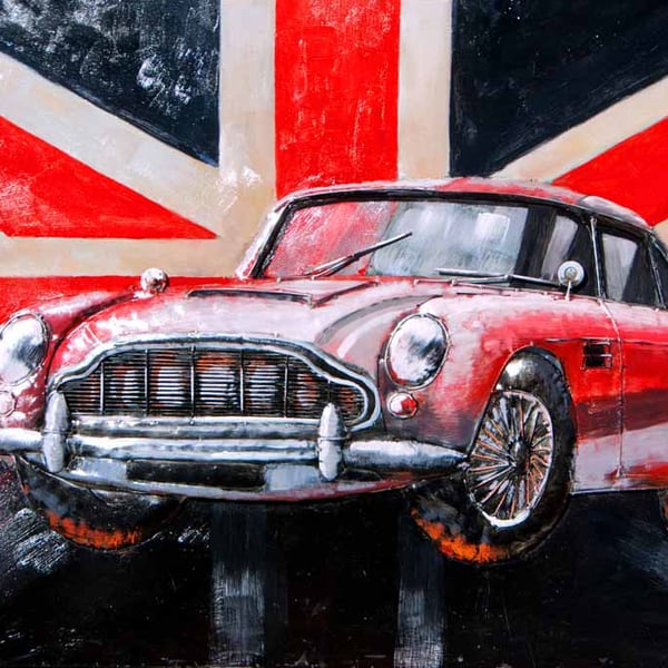 Aston Martin DB5 Sports Car Union Jack Photograph Print