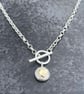 Gold Heart Pebble Fob Necklace, Sterling Silver and gold Fob Necklace, valentine - Image 5