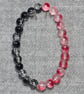 Frosted-Red-Gold & Black-Clear Crackle Glass Bead Elastic Half and Half Bracelet - Image 2