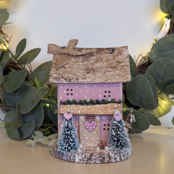 Perfectly Imperfect Christmas Cottage - Handmade Wooden Cottage Decoration 