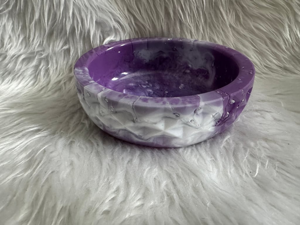Purple and white resin Geometric bowl 
