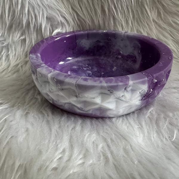 Purple and white resin Geometric bowl 