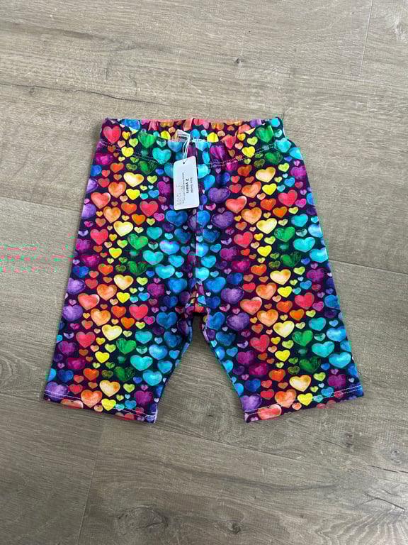 Navy Rainbow Heart Cycle Shorts - 2 years