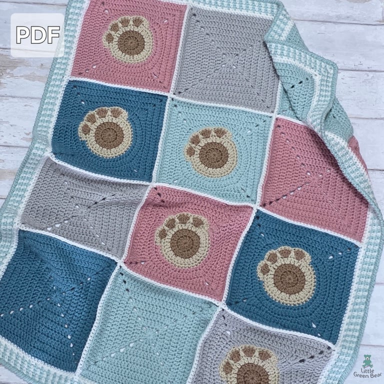 Puppy Pawprint Blanket Crochet Pattern, Blanket Crochet Pattern