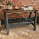 Handmade Rustic Wooden Bench - Dark Walnut & Charcoal - Farmhouse Bench Table