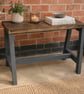 Handmade Rustic Wooden Bench - Dark Walnut & Charcoal - Farmhouse Bench Table