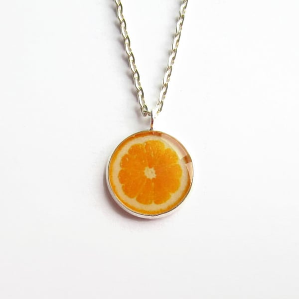 Orange Fruit Slice Resin Necklace - 18mm