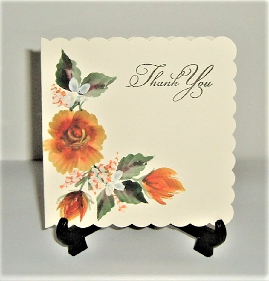 Hand painted original art Thank You card ( ref F 504)