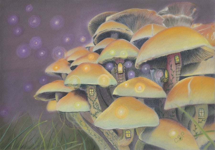 'Magic in the Air' 5x7 inch signed limited edition giclee toadstool print