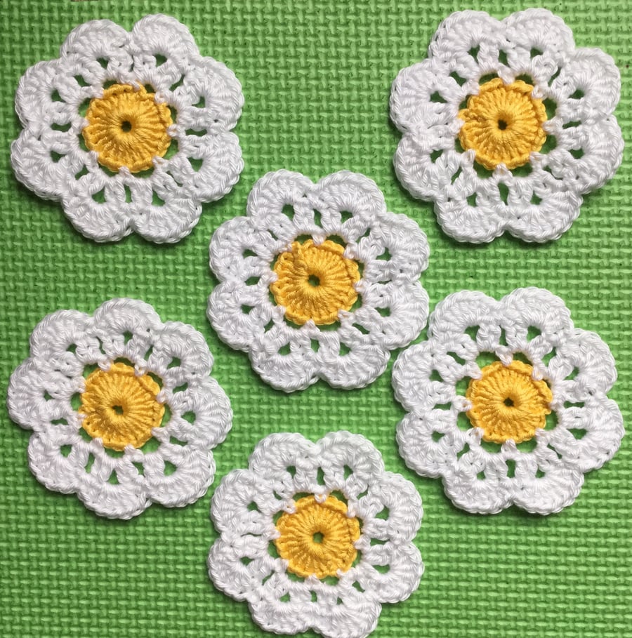 Crochet Daisy Flower Coasters Set of 6