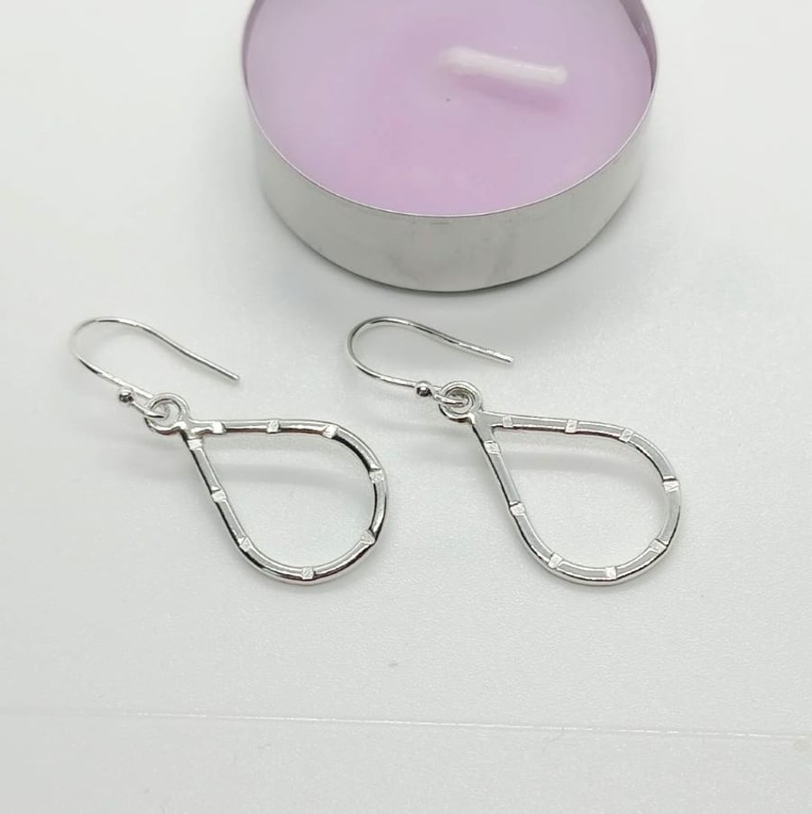 Dashed raindrop earrings sterling silver dangles