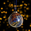 Christmas bauble ornament hand marbled round ceramic