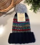 Designer Hand Knitred Ribbed Large Pom Pom Beanie Hat 1-2 Years size - Image 5