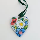 Mother's day gift, floral wooden heart hanging decoration,  summer flowers