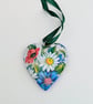 Mother's day gift, floral wooden heart hanging decoration,  summer flowers