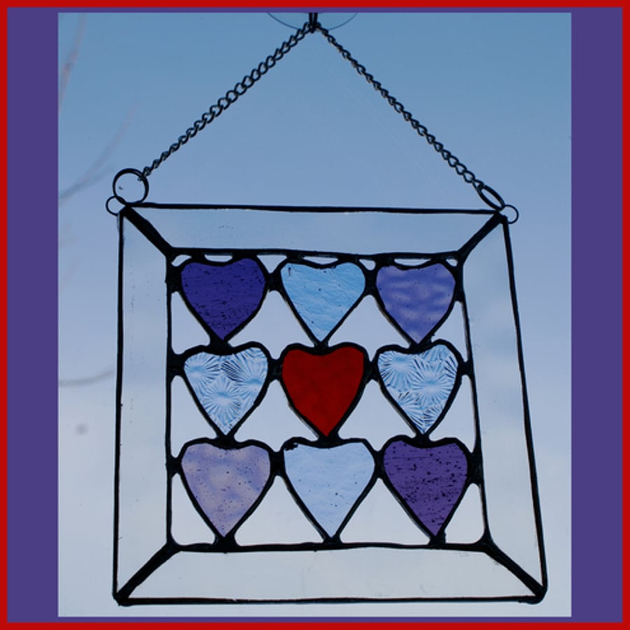 9 of Hearts Stained Glass Suncatcher