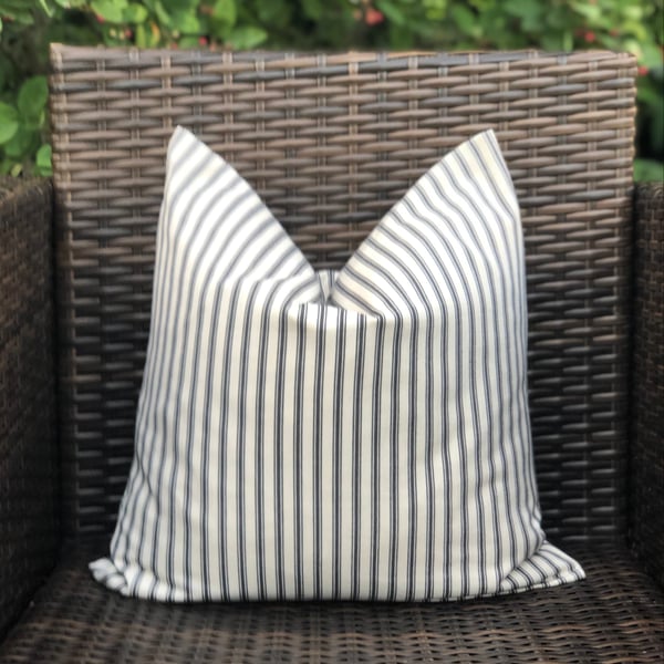 Black and Cream Ticking Cushion Cover (18” x 18”)