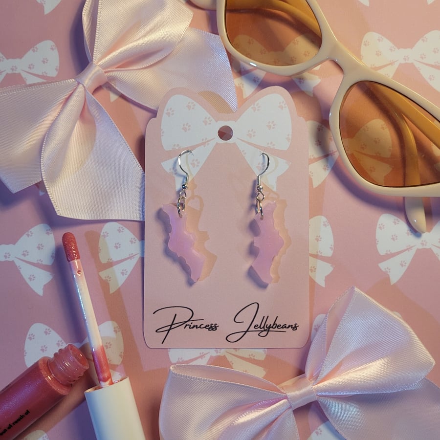Pale Pink Bat Earrings