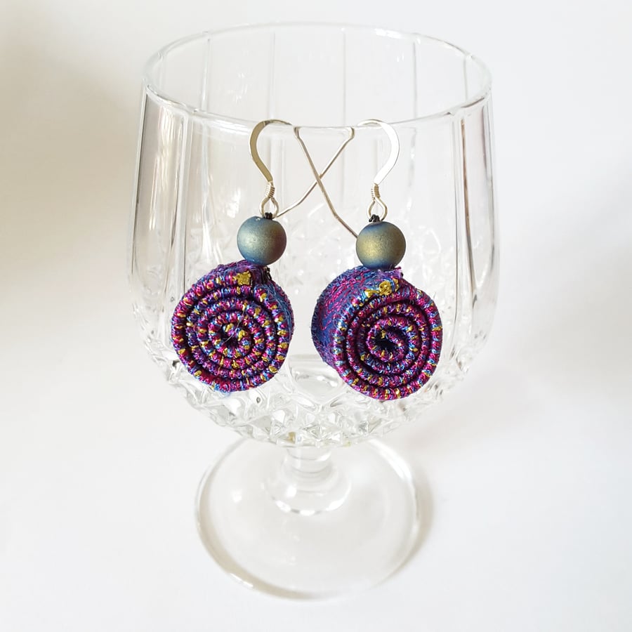 Textile Spiral Earrings 