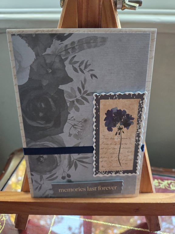 Memories Last Forever Sympathy Card – Handmade Floral Bereavement Card