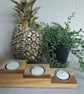 Triple Upcycled Wooden Tealight Holder Reclaimed Wood Candle Gift - Image 7