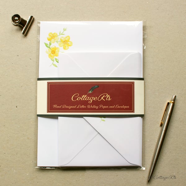 Watercolour Flower Letter Writing Paper and Envelopes  Designed By CottageRts