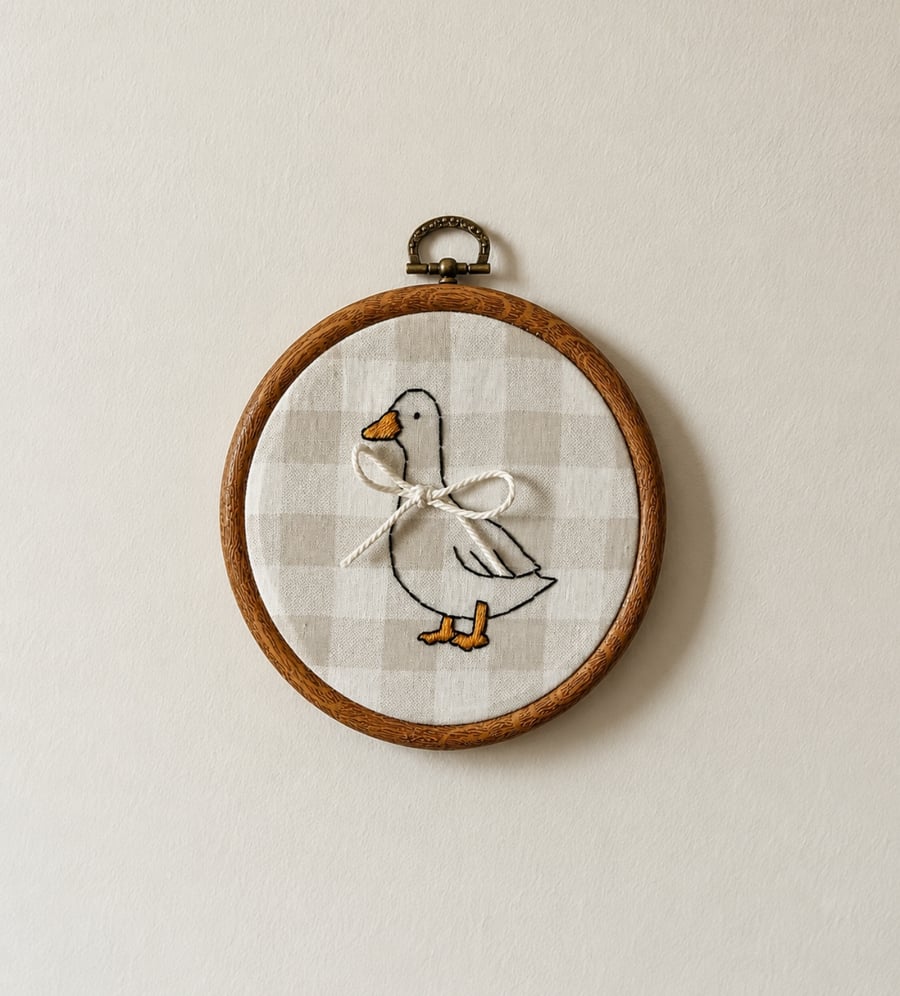 Silly Goose Embroidery Hoop Art - Handmade Nursery Wall Decor - Goose Cottagecor