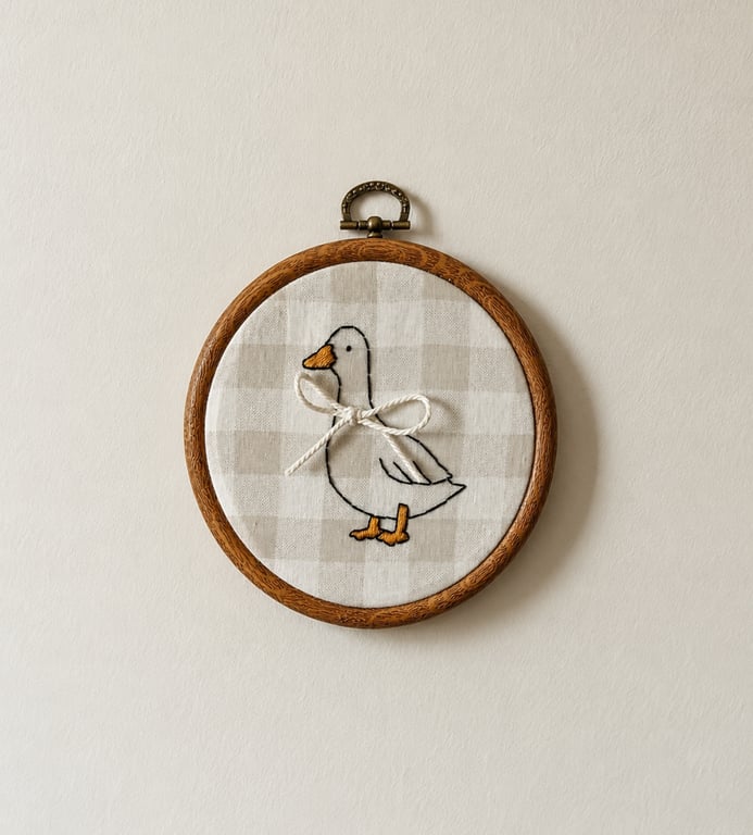Silly Goose Embroidery Hoop Art - Handmade Nursery Wall Decor - Goose Cottagecor